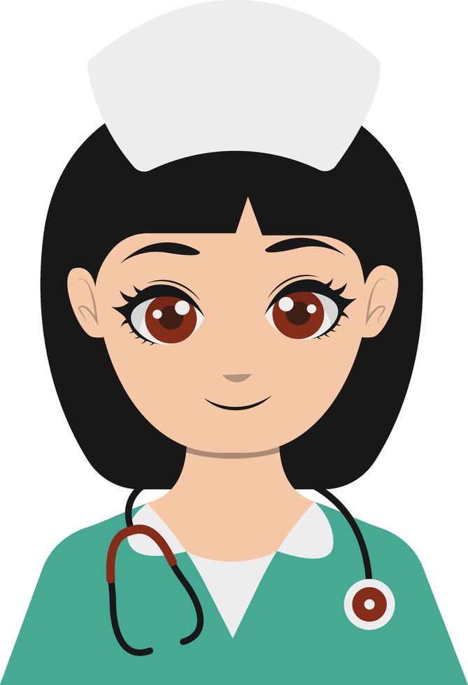 Illustration of a Female Doctor in Green Uniform and Stethoscope vector