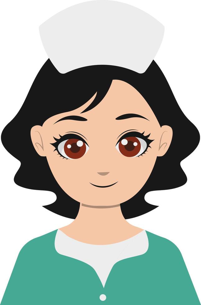 Female Nurse Character in Green Uniform vector