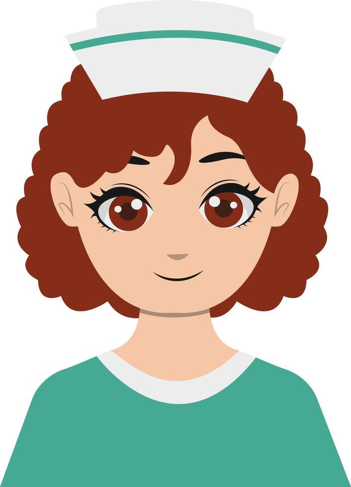 Female Nurse Character in Green Uniform vector