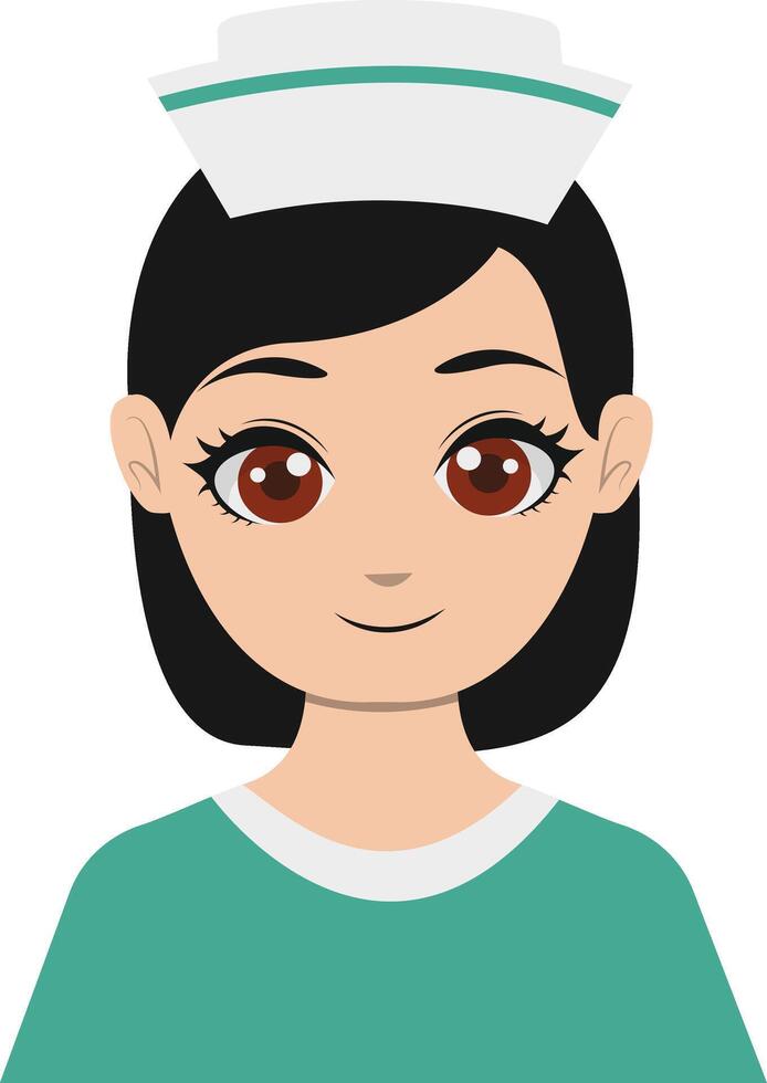 Female Nurse Character in Green Uniform vector