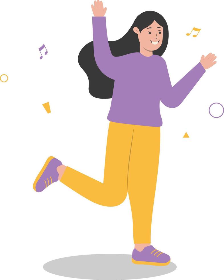 Women Dancer Illustration in Casual Clothes vector