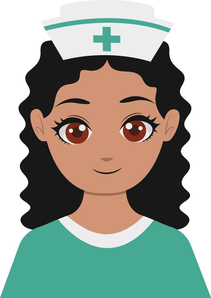 Female Nurse Character in Green Uniform vector