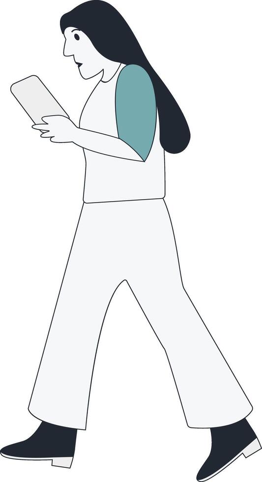 Young Lady Walking in Street Concept vector