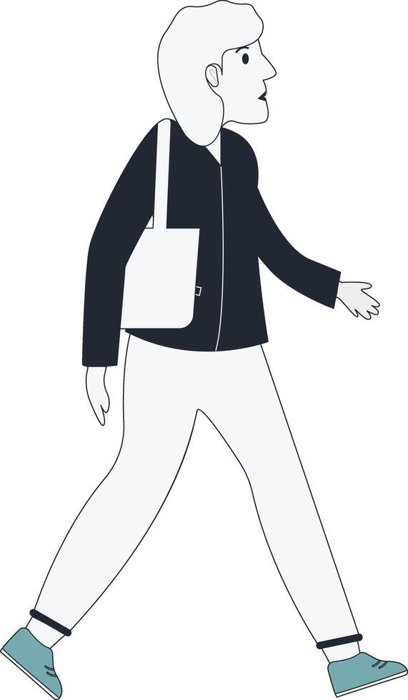 Young Women Walking Concept with Bag vector