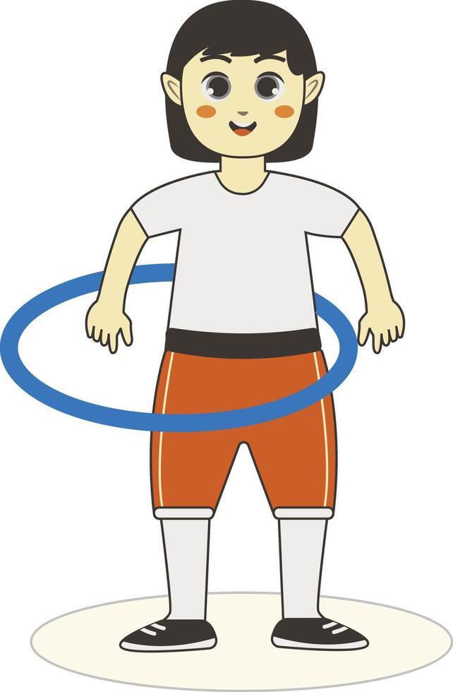 Girl Child Sport Illustration Playing Hula Hoop vector