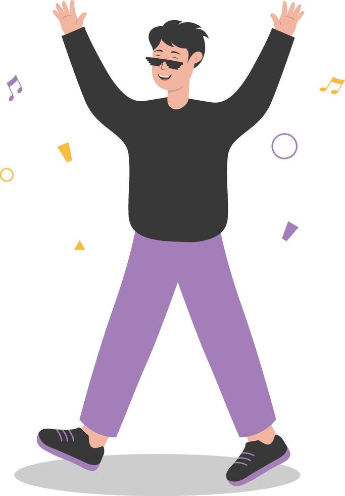 Male Dancing Character with Purple Clothes vector