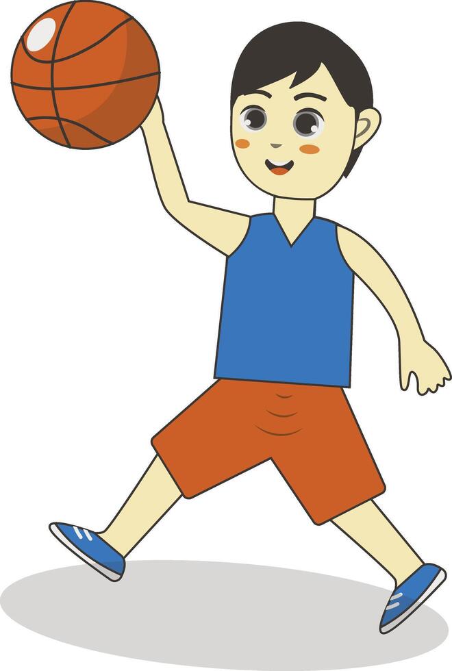 Boy Kid Sport Illustration Playing Basketball vector