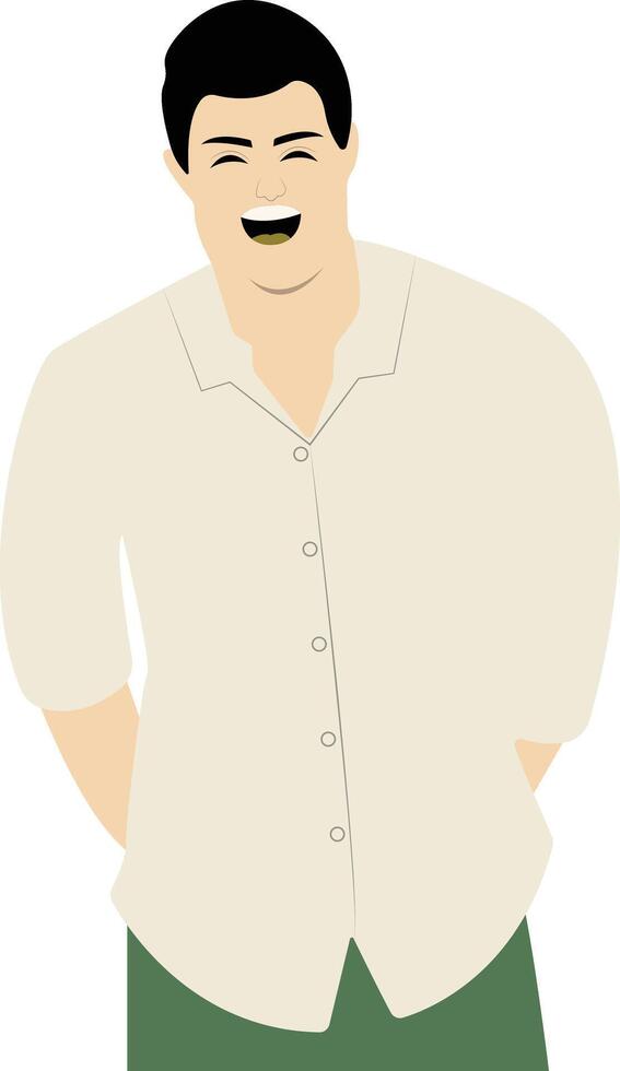 Young Man Laughing with Crazy Face vector