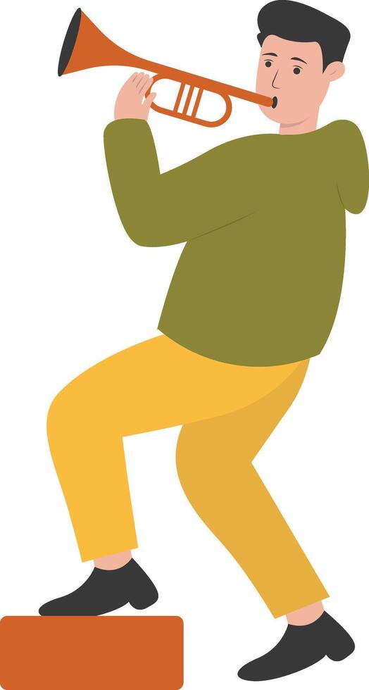 Handsome Man Playing Trumpet vector