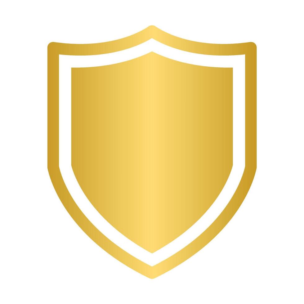 Gold shield icon security protection symbol for graphic design, logo, web site, social media, mobile app, ui illustration vector