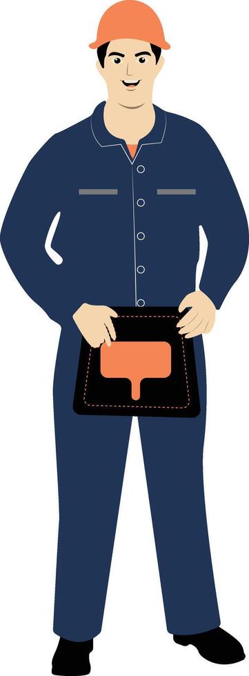 Man Worker Illustration with Uniform vector