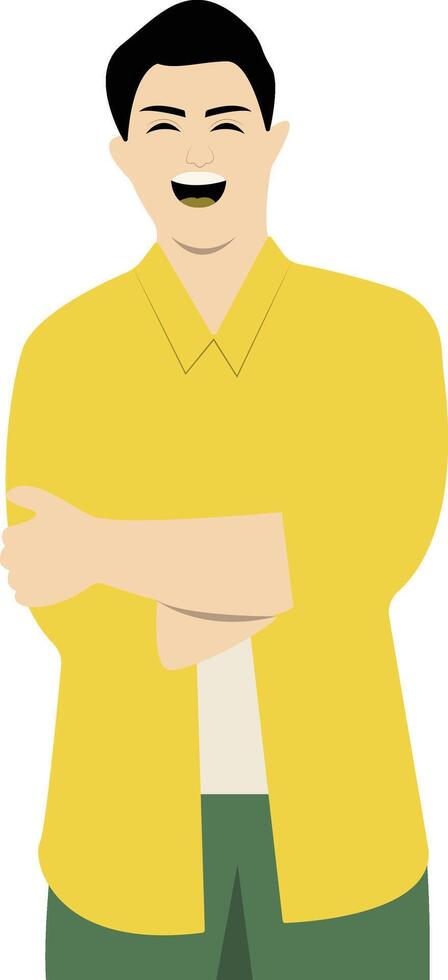 Young Men Laugh with Yellow Clothes vector
