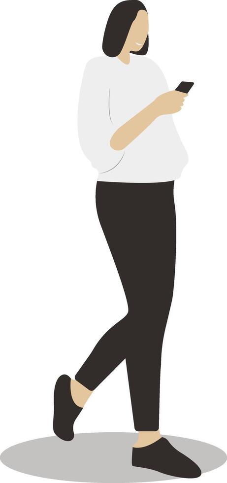 Business Woman Holding Mobile Phone with Casual Clothes vector