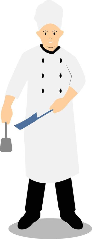 Young Man Chef Holding Frying Pan vector