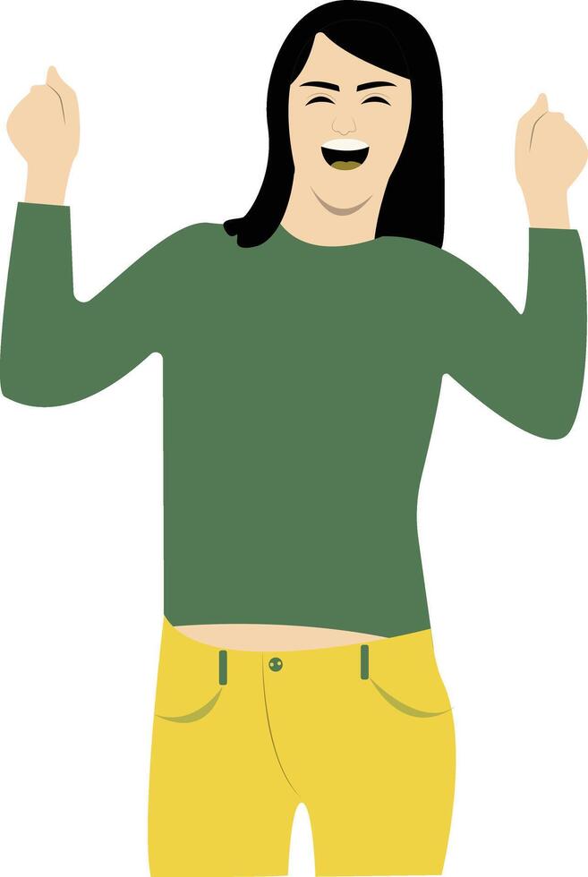 Young Girl Laugh with Green Clothes vector