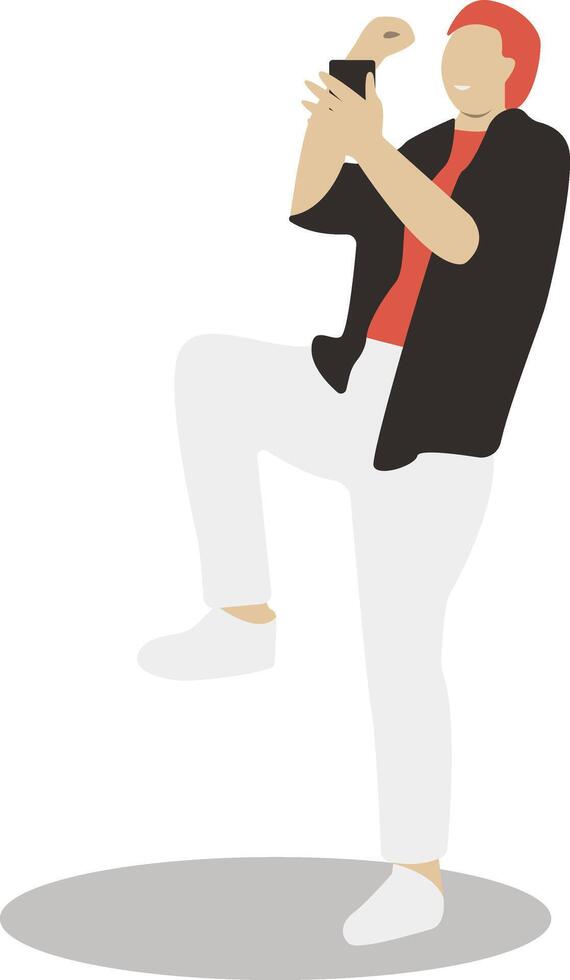 Businessman Holding Phone with Casual Clothes vector