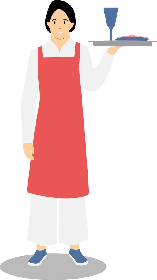 Beauty Waiter Holding a Cup vector