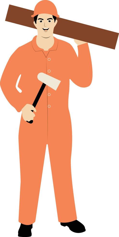 Male Worker Illustration with Standing Pose vector