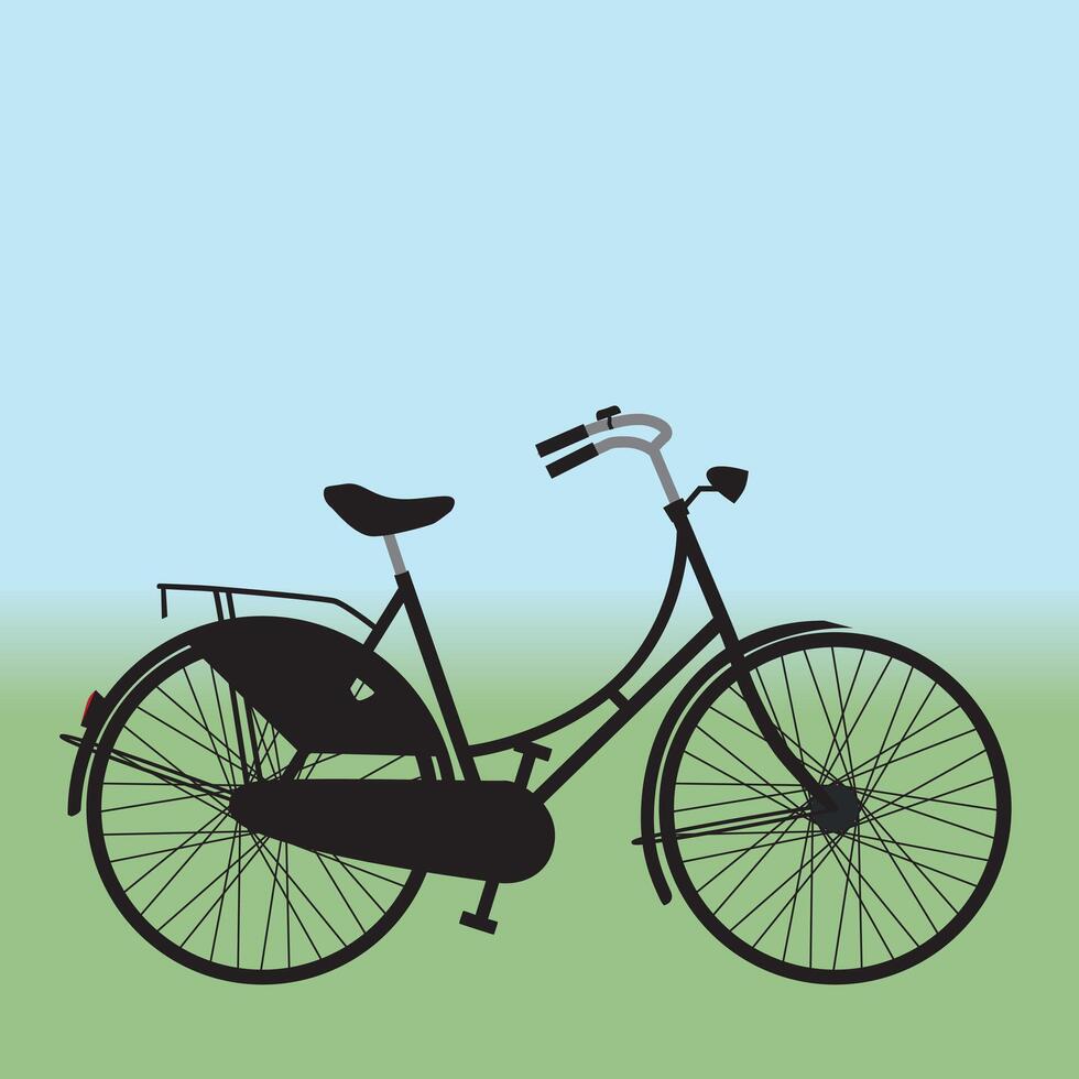 A black bike from the Netherlands. Ladies model vector