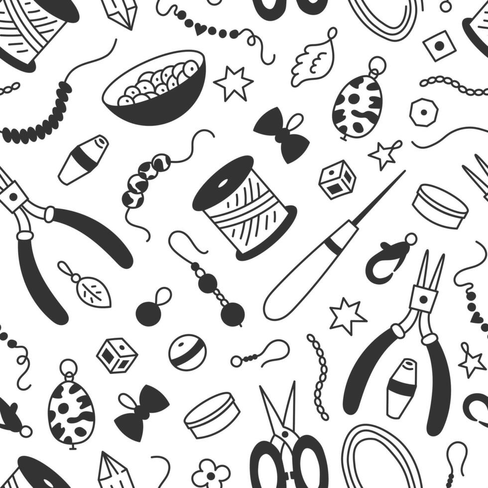 Beading Craft Supplies Seamless Pattern vector