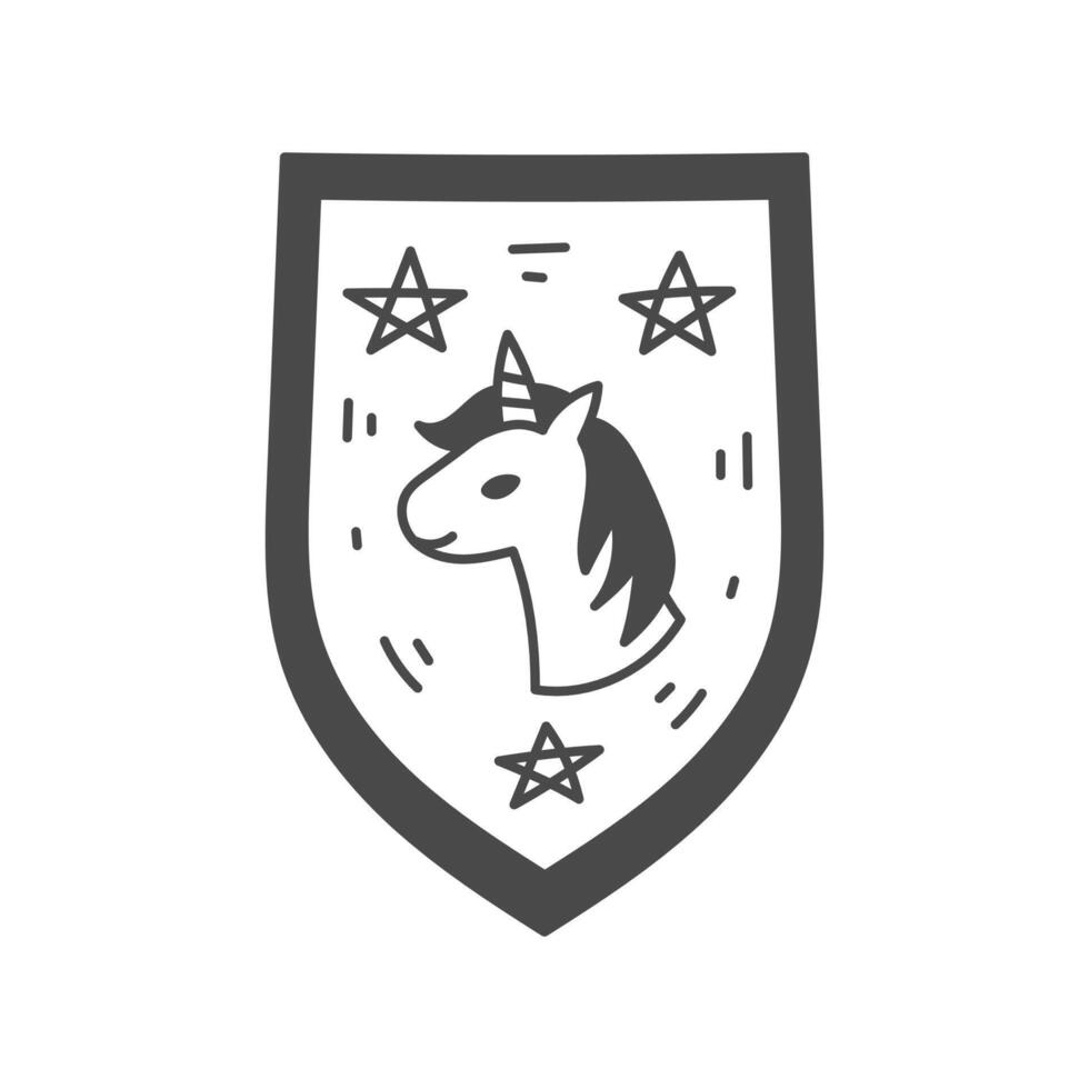 Fairytale Coat of Arms with Unicorn and Stars vector