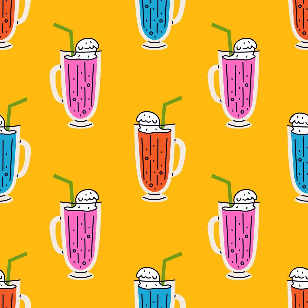 Carbonated Drink with straw seamless pattern vector