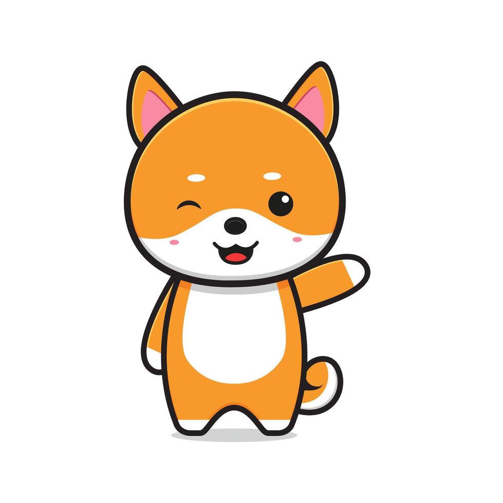 Cute shiba blink eye character cartoon icon illustration vector
