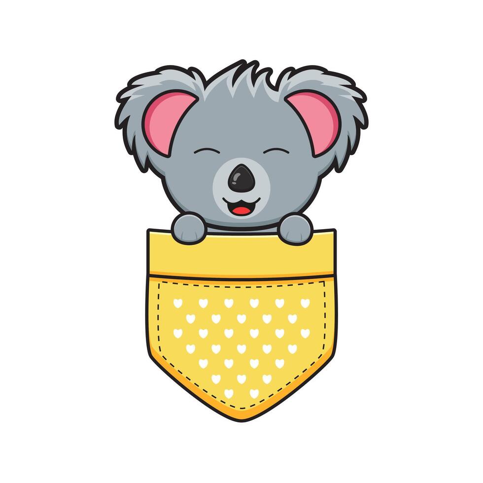 Cute koala in the pocket character cartoon icon illustration vector