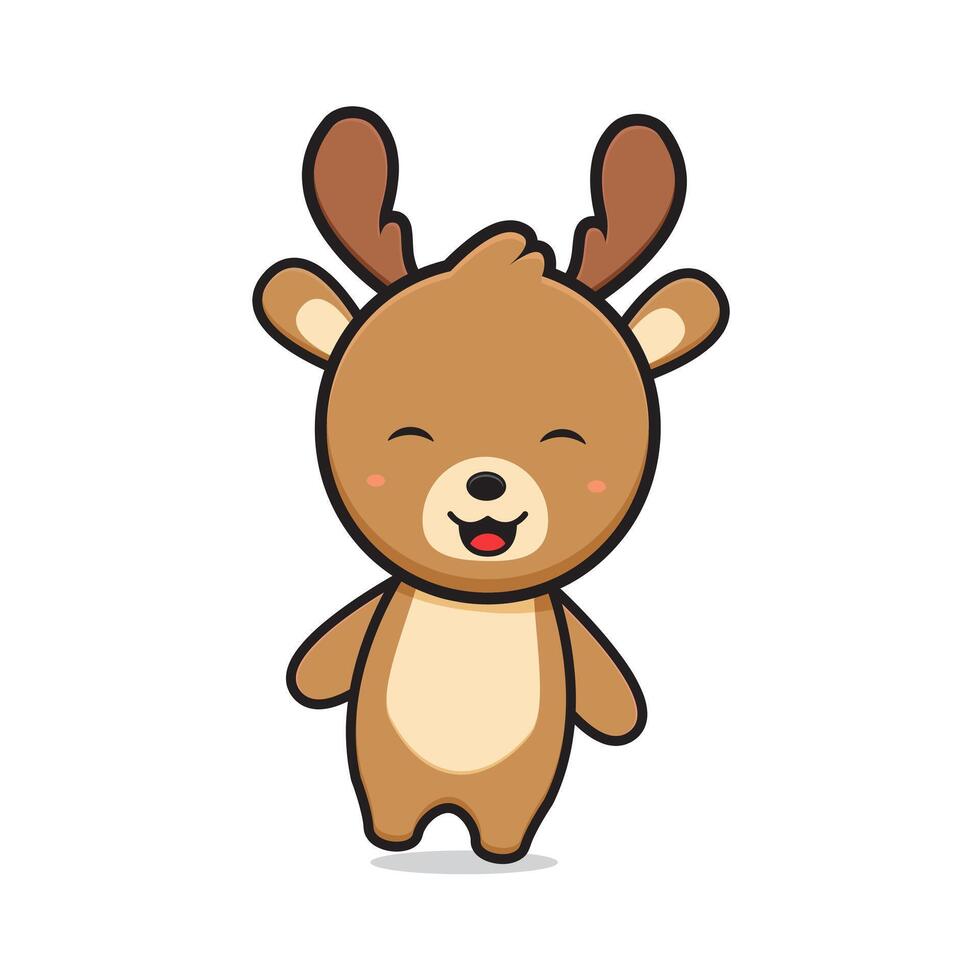 Cute happy deer character cartoon icon illustration vector