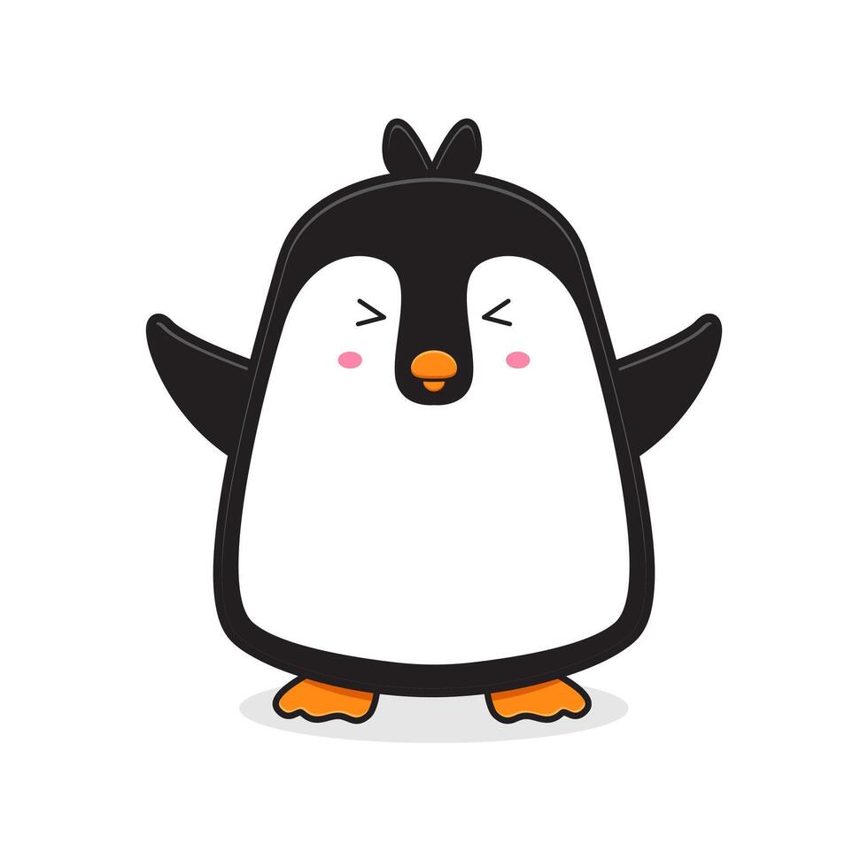 Cute happy penguin mascot character cartoon icon illustration vector
