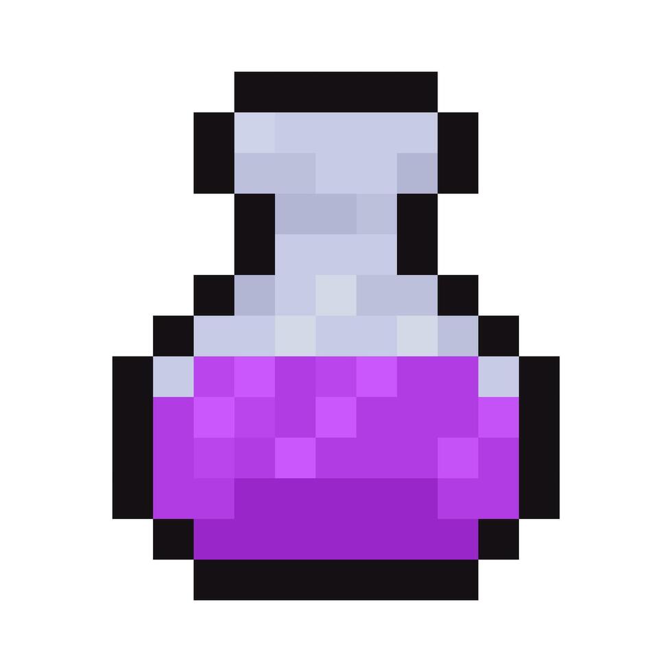 Pixel Art Potion Bottle with Purple Liquid vector