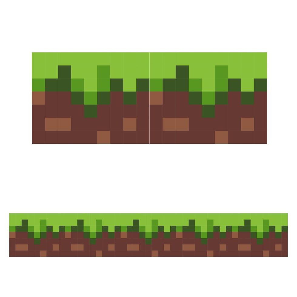 Underground and grass pixel art, Pixel Art Grass and Dirt vector
