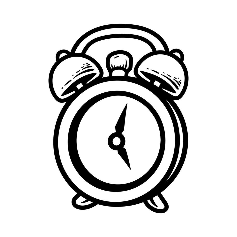 fun alarm clock isolated drawing line art style sketch classic vintage design illustration vector