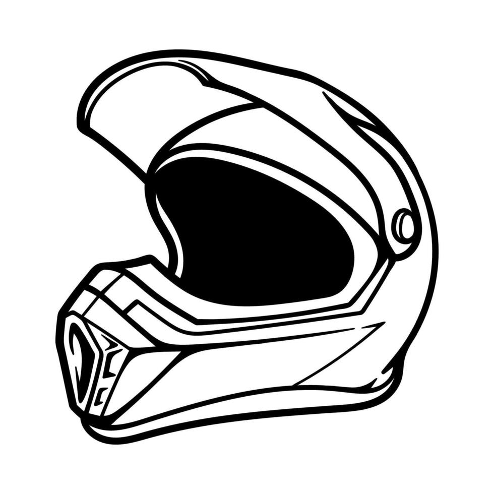 dirtbike motocross helmet isolated drawing line art style sketch classic vintage design illustration vector