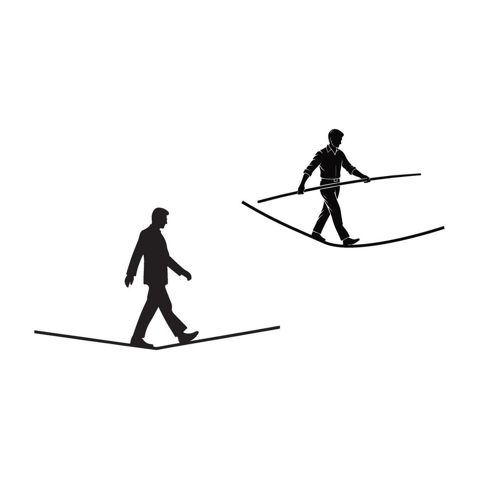 man on tightrope icons isolated on white background vector