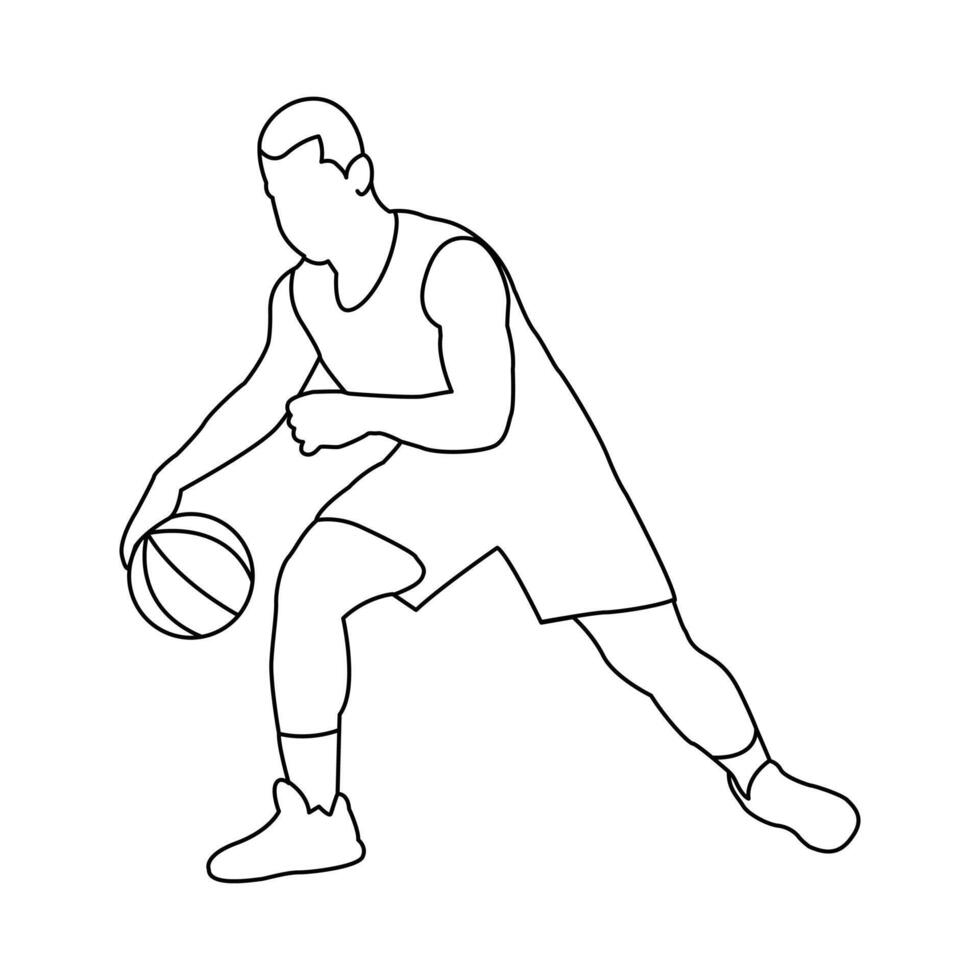 Basketball players outline , Man basketball player silhouette , slam dunk style basketball player silhouette. vector