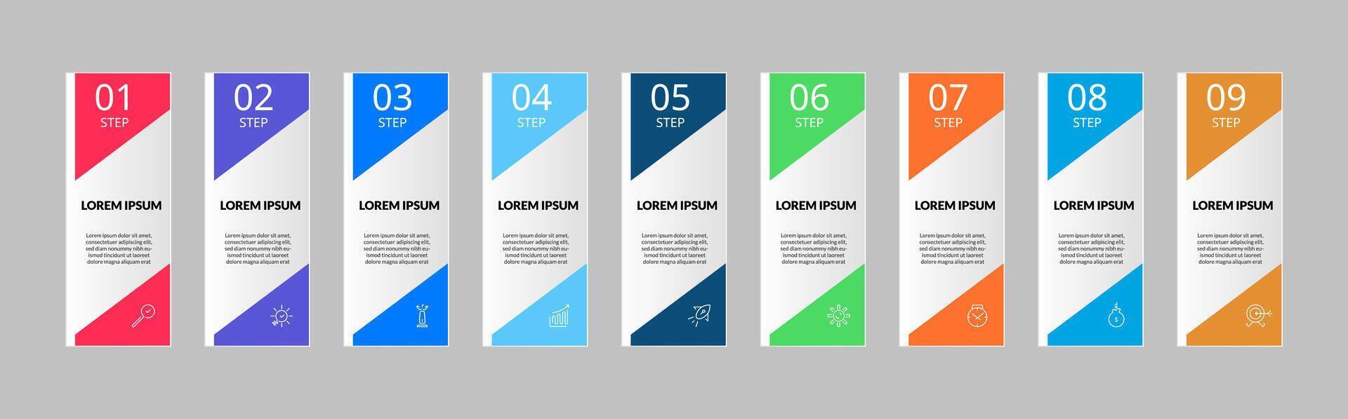 Infographic design business template with icons and 9 options or steps. vector