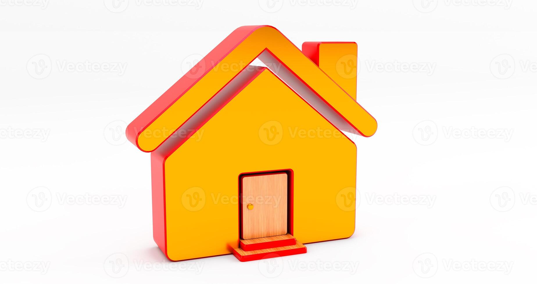 3d rendering of gold and red house on white background. Idea for real estate concept photo