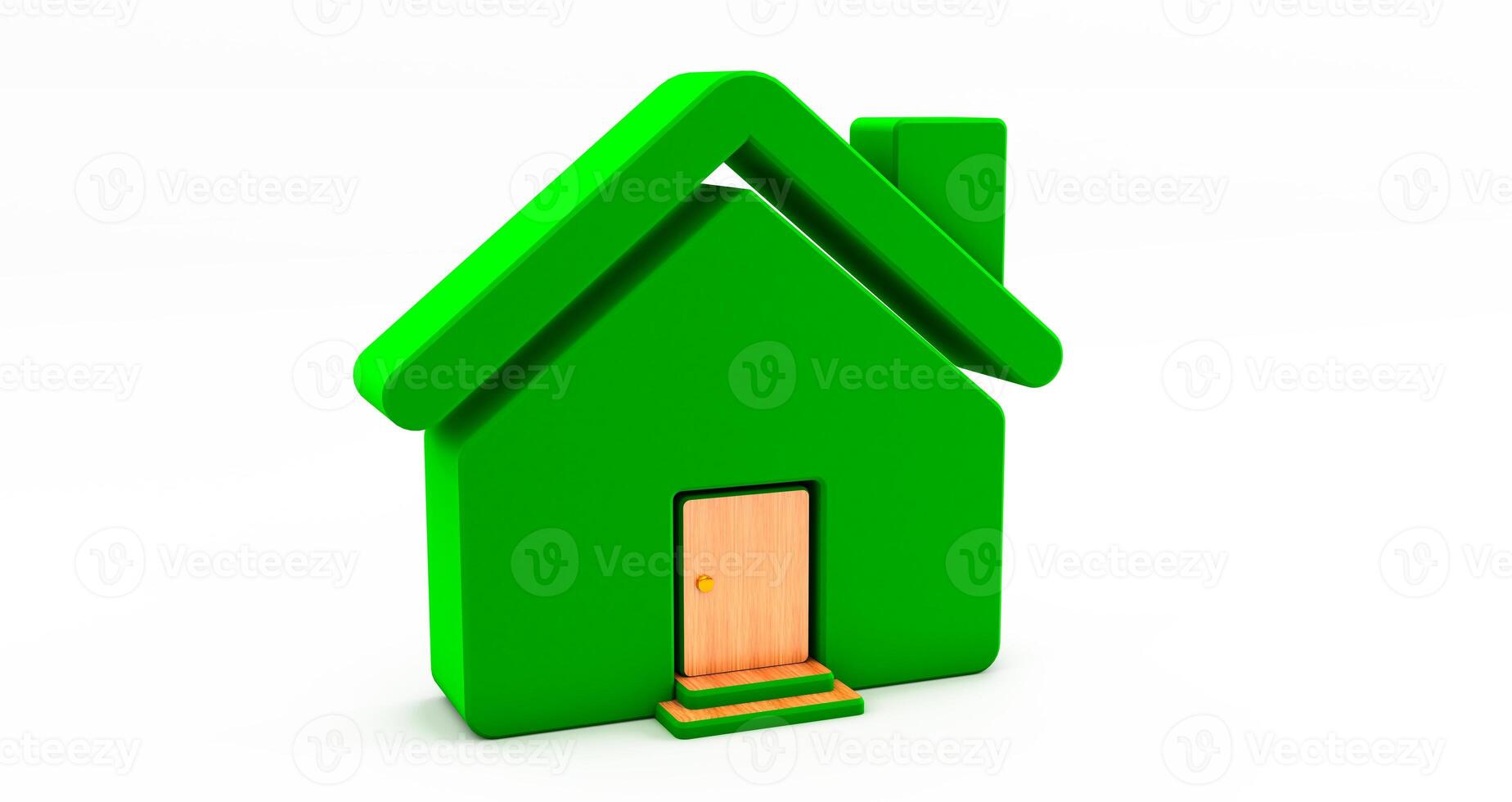 3d rendering of and green house on white background. Idea for real estate concept photo