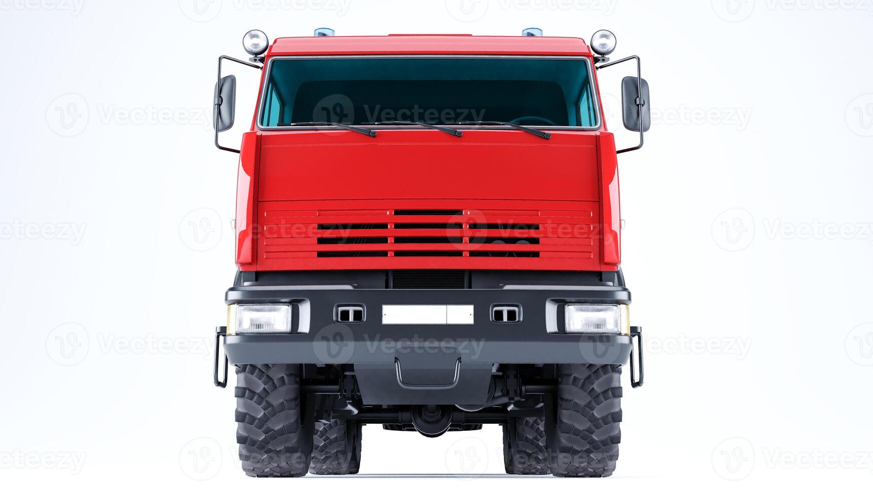 3D render of Red Firetruck isolated on a white background photo