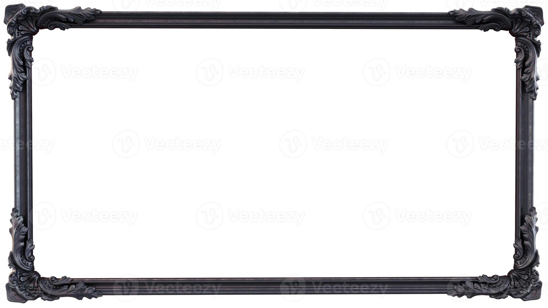 3D render of black Decorative vintage frame isolated on white background photo