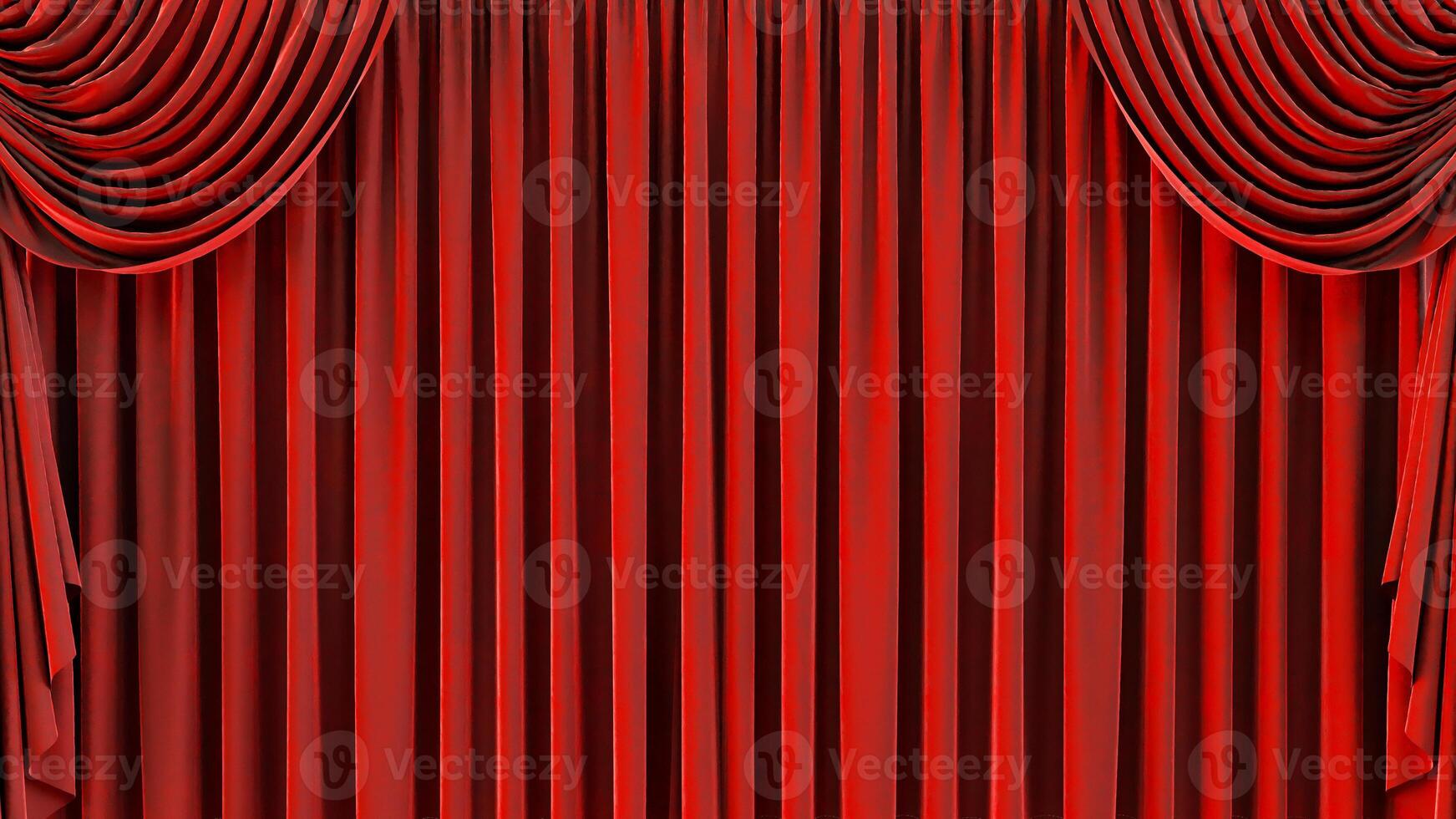 Large Red Curtains background, theater stage with red curtains photo