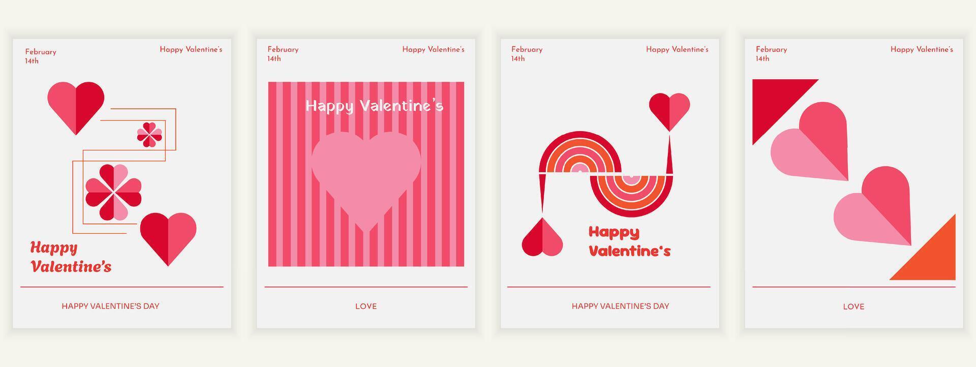 Set of Valentine's Day for poster, card, invitation, flyer, cover, banner, sale, brochure and other graphic design geometric style. vector