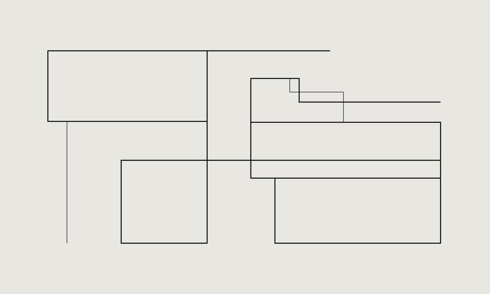 A line drawing of a square with a line through it vector