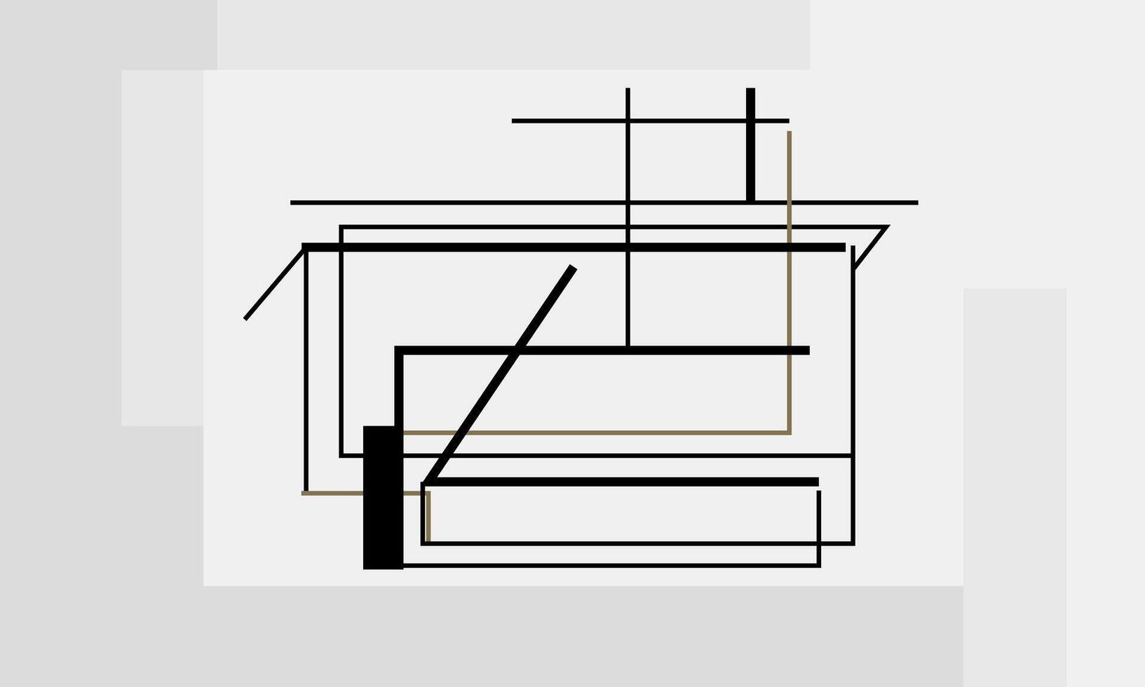 A black and white abstract drawing of a building vector