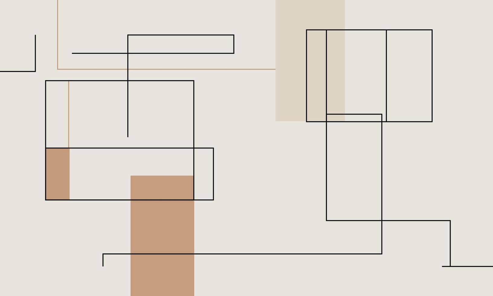 A line drawing of a room with a square shape vector