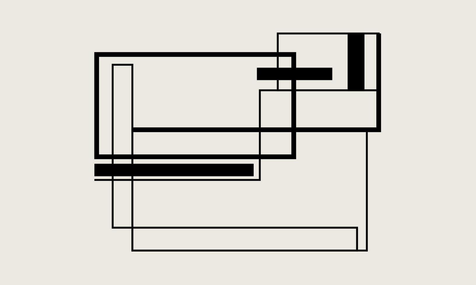 A black and white drawing of a square vector