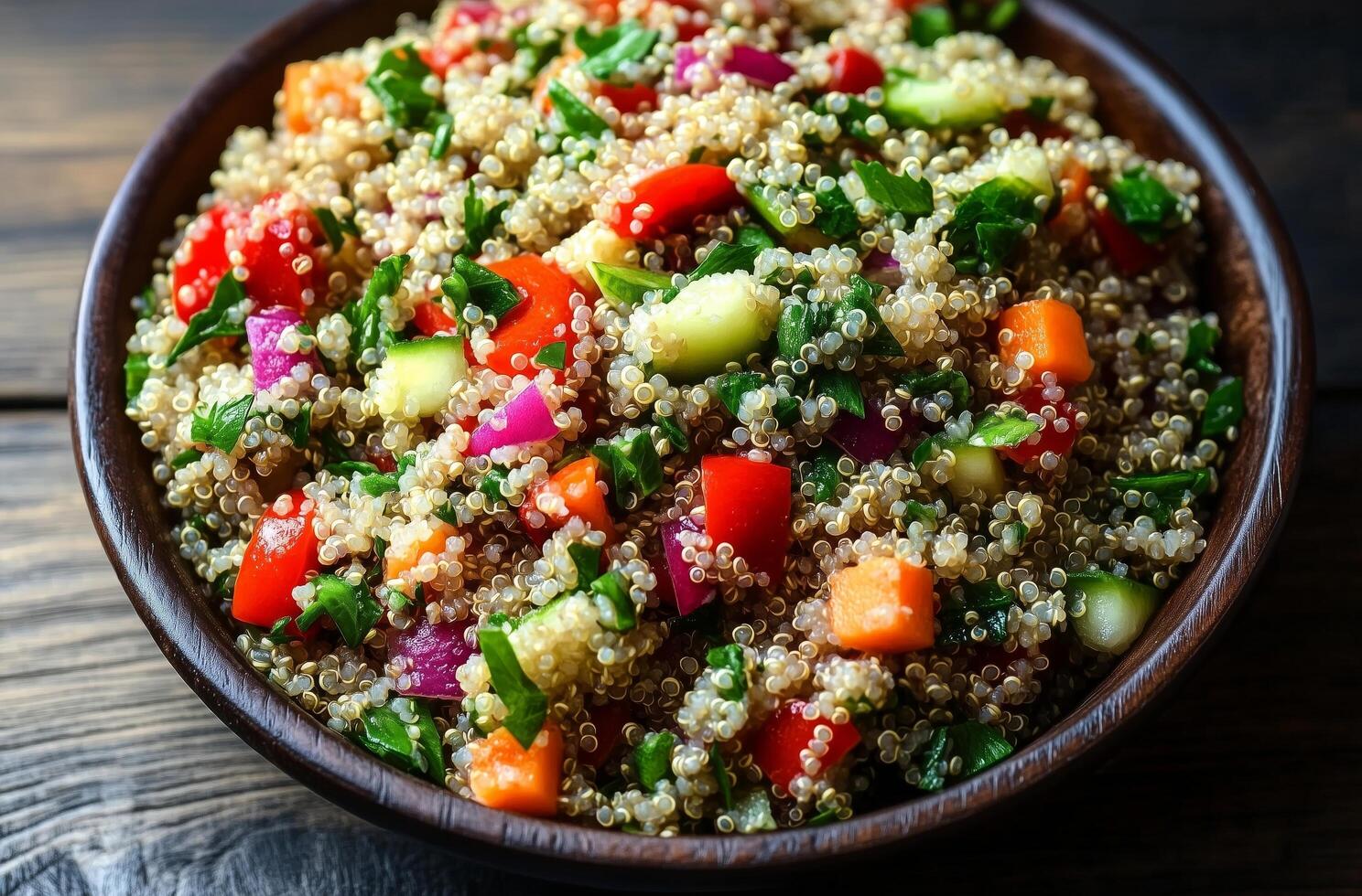 Colorful Quinoa Salad with Fresh Vegetables and Herbs photo