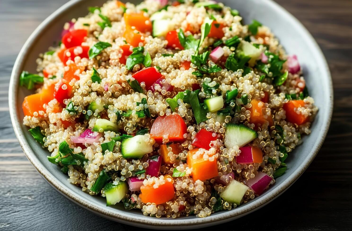 A Delicious and Nutritious Quinoa Salad with Fresh Vegetables photo