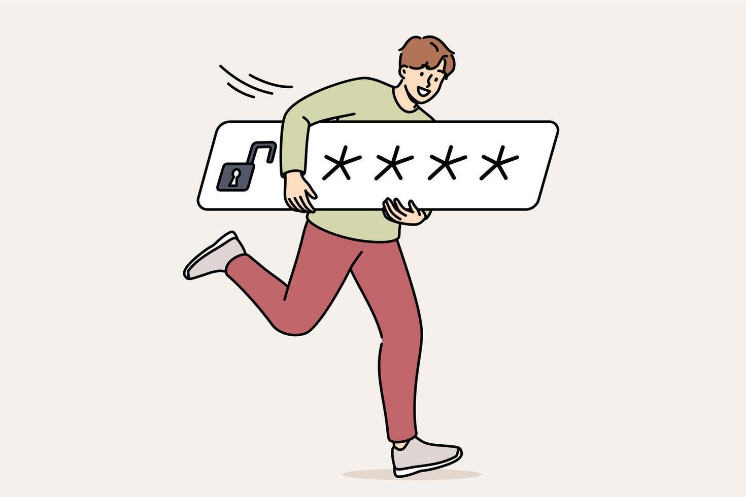 Man steals password from personal account to gain unauthorized access to confidential information vector